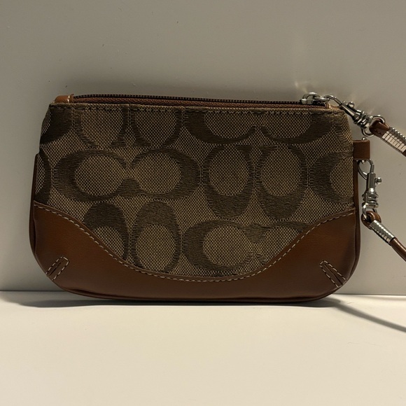 Coach Signature Print and Leather Wristlet Brown - Picture 4 of 5